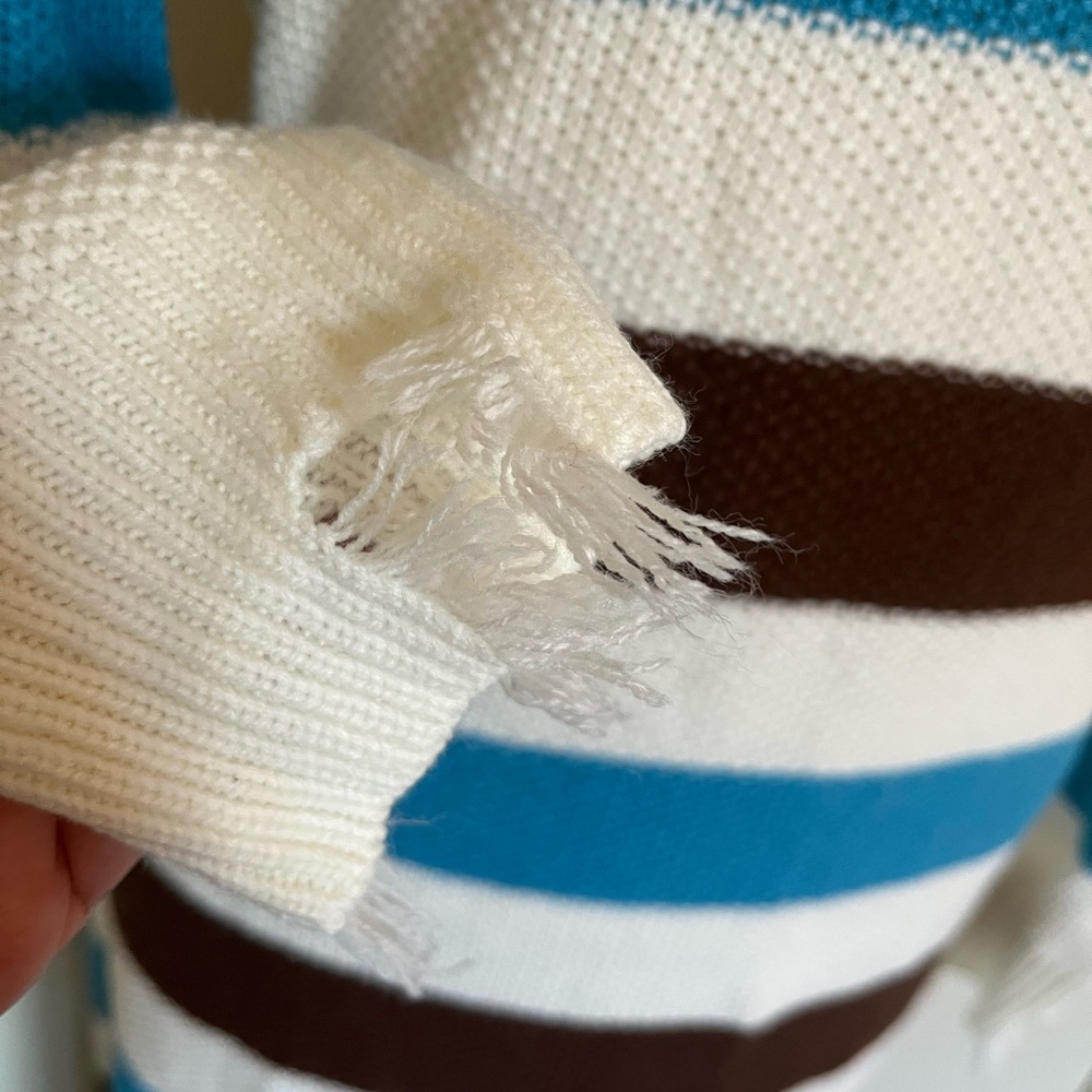 SHEIN Long Sleeve Striped Dress in Blue, Brown, and White - Picture 3 of 5